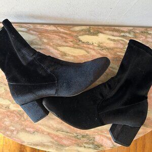 Anthropologie Silent D Velvet Ankle Boot Black